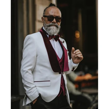 Красив Мъжки Сватбен Костюм по поръчка, Комплект от 3 теми (Яке + Панталон + Елек), на Официалния Най-добър Мъжки Блейзър За Бала, Дрехи trajes de hombre - Изображение 2  