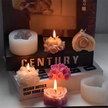 3D Форма за свещи във формата на рози цветя за сватбени партита, вечеря, производство на свещи, ароматни свещи, ръчно изработени, форми за сапун, гипс, смола, восък. - Изображение 2  