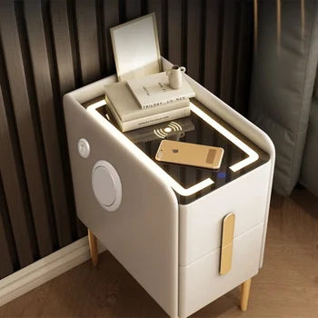 Модерни, стилни нощни шкафчета за спалня от 30 см с безжична зареждане Bluetooth малка странична масичка Многофункционален приставной маса от масивно дърво - Изображение 2  