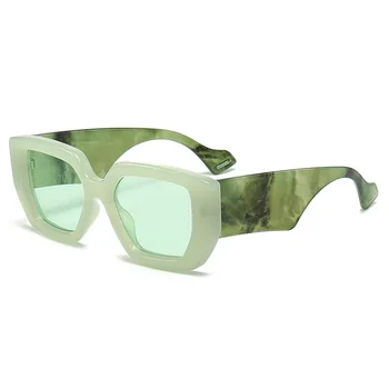 Контрастиращи цветове на Дамски слънчеви очила за отслабване с модерен затъмняване за кръгло лице - Изображение 2  