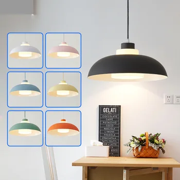 Окачен лампа Nordic LED в минималистичен стил с една глава Macaron за хол, спалня, ресторант, хотелски офиси, вътрешни декоративни осветителни тела - Изображение 1  