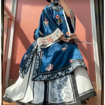 Китайската Оригинален Дамски дрехи в Ретро стил от епохата Цин и Хан, Дъждобран с Репродукцией Палто с принтом от епохата на Късния Кинг - Изображение 1  