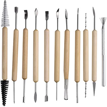 Глинени ножове за рязане на глина от 11 теми, Глина за изглаждане, Восъчен дърворезба, Керамика, Инструменти за производство на керамика - Изображение 1  