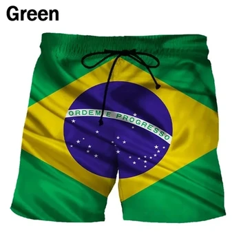 Плажни Шорти С 3D Принтом Хартата на Бразилия, Плажни къси Панталони За Мъже, Бразилската Национална Емблема, Графични Къси Панталони, Модерни Плажни Шорти За Момчета, Бански, Бански - Изображение 2  