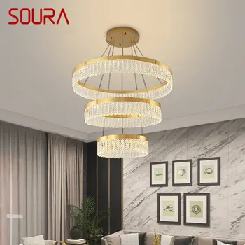 Модерен кристална окачен лампа SOURA, led ретро лампа, Луксозна Околовръстен полилей Home, за хол, трапезария, спалня - Изображение 1  