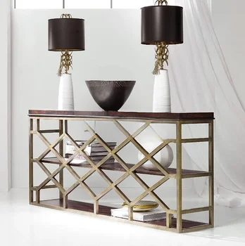 Светла луксозна антре в американски стил от неръждаема стомана, на входа на маса, лесна модерна всекидневна, декоративен шкаф - Изображение 2  