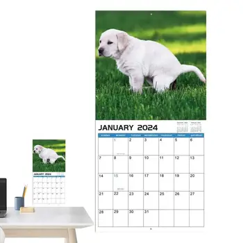 Календар Гадящих кучета в 2024 Година, Месечен календар разговори на природата Кучета, Забавен, с монтиран на стената арт, томбола, подаръци, томбола, Календар на 2024 година За - Изображение 1  