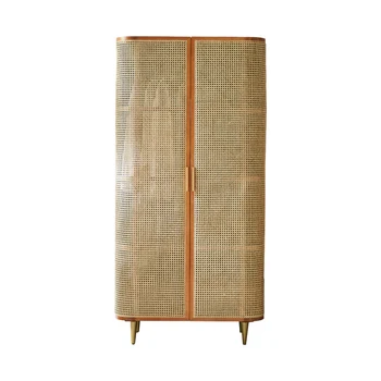 Скандинавски Шкаф от ратан Лесен Шкаф за съхранение на B & B Домакински Шкафче от масивно дърво в японски стил - Изображение 1  