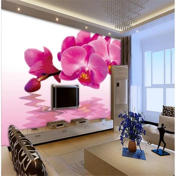 beibehang Потребителски 3D фотообои стенописи тапети Пеперуда орхидея водна цвете картини тапети 3d тапети хол - Изображение 1  
