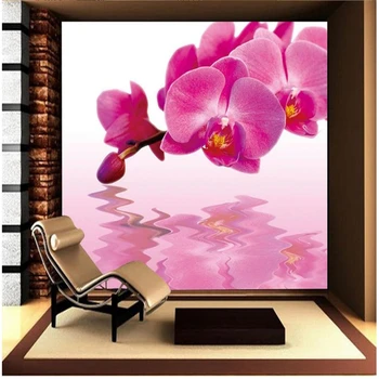 beibehang Потребителски 3D фотообои стенописи тапети Пеперуда орхидея водна цвете картини тапети 3d тапети хол - Изображение 2  