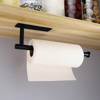 Самоклеящийся Стенен Държач на ролка тоалетна хартия, Органайзер за кухненски ролки, салфетки, Закачалки за кърпи от неръждаема стомана, Титуляр - Изображение 1  