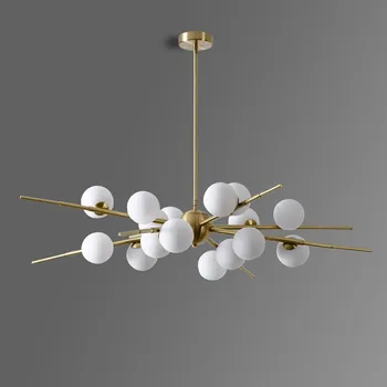 Стъклен полилей Nordic LED, луксозен дизайнерски полилей sputnik, декорация за хол, спалня, осветление на интериора у дома - Изображение 2  