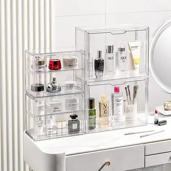Прозрачни Акрилни Кутии за съхранение на козметика, Скрин, Торбичка за прах за грижа за кожата, Стенни Кутии за съхранение в банята - Изображение 1  