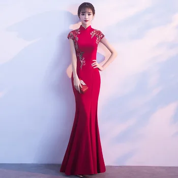 Вечерна рокля Ципао с бродерия в китайски стил, секси рокля на Русалка за абитуриентски бал, Елегантно Класическо премяна - Изображение 1  