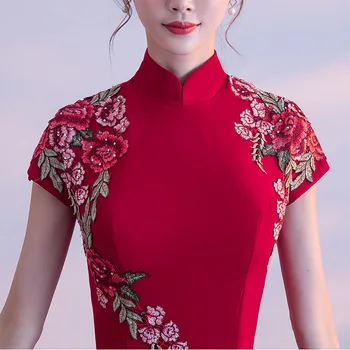 Вечерна рокля Ципао с бродерия в китайски стил, секси рокля на Русалка за абитуриентски бал, Елегантно Класическо премяна - Изображение 2  