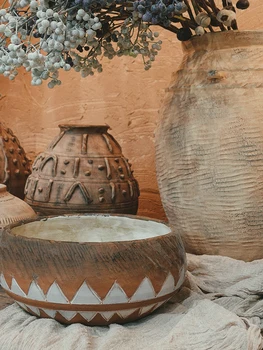 Реколта керамика Ваби-съби, украса за ръчно изработени вази, орнаменти, креативни цветни съдове за вили, чинии за плодове - Изображение 2  