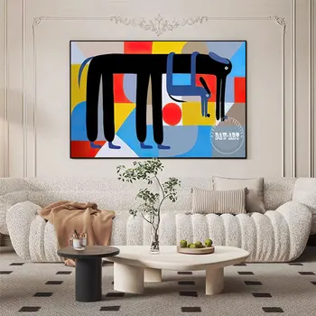 Качествена абстрактна стенни картини с животни, боядисване с кучето, Безрамная интериорна картина, модерни цветни Акрилни, декоративни елементи за кафе - Изображение 1  