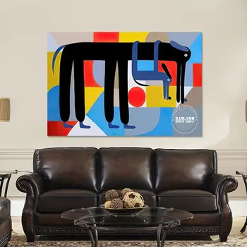 Качествена абстрактна стенни картини с животни, боядисване с кучето, Безрамная интериорна картина, модерни цветни Акрилни, декоративни елементи за кафе - Изображение 2  