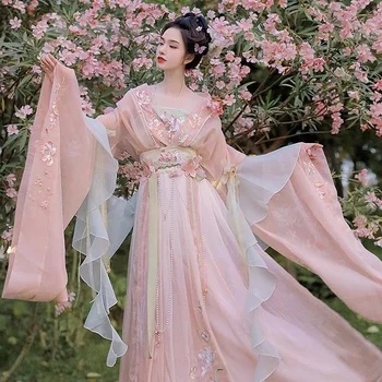 Китайското рокля Hanfu, женска риза с голям ръкав и принтом, комплект Hanfu, Карнавальное рокля фея за cosplay, танцово рокля Hanfu - Изображение 2  
