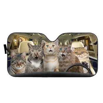 Сенника на колата YOSA На предното стъкло Водачът погълнали на бенгалски котки, шокиран Смешно котка Слънчеви очила в предната стъкло на колата Защитават колата от uv лъчи. - Изображение 2  