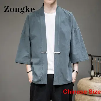 Однотонная мъжки дрехи Haori в Япония, японската мода, облекло Kawaii, мъжко кимоно за мъже, риза 5XL, лято 2023 г. - Изображение 1  