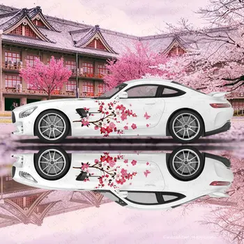 Аниме-Автомобили Ливрея В японската Теми Разцвет Източване на Страничната Автомобили Обвивка Molded Vinyl Обвивка Универсален Размер Премиум-Розово Аниме-Стикер на колата - Изображение 2  