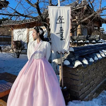 Ханбок Корейското традиционната рокля 2023 Жена-кралицата на Нов Халат в Корейски стил Костюм за фотография Облекло за народни танци Ханбок Сватба парти - Изображение 1  