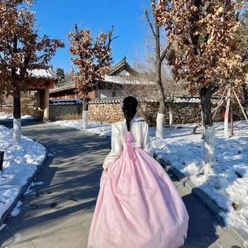 Ханбок Корейското традиционната рокля 2023 Жена-кралицата на Нов Халат в Корейски стил Костюм за фотография Облекло за народни танци Ханбок Сватба парти - Изображение 2  