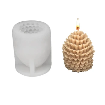 Силиконовата форма във форма борови шишарки 3D за производството на восъчни свещи със собствените си ръце, ароматерапия, сапуни ръчно изработени форми за торта от гипс - Изображение 1  