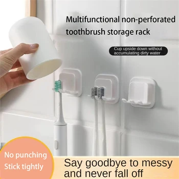 Органайзер за баня бърз и Удобен Стенен поставка за чаши за четка за зъби Лесен за инсталиране на Някои скриптове, Free toiletries - Изображение 1  