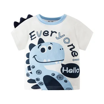 Тениска с динозавром от анимационен филм за деца, тениски, летни модни памучни тениски за момчета, пуловери, блузи, градинска детски дрехи - Изображение 2  