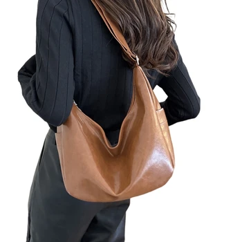 Чанта през рамо от изкуствена кожа, чанта за равиоли, голяма чанта-прашка през рамо, чантата през рамо, регулируема презрамка за пътуване, посещения, работа - Изображение 2  