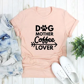 Мама-куче, Фен на кафе, 2020, женска тениска с изображение на лапи, памучни тениски с къс ръкав и кръгло деколте, эстетичные ризи в стил харадзюку - Изображение 1  
