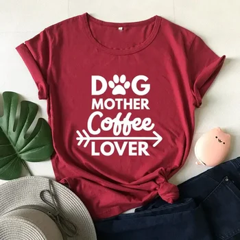 Мама-куче, Фен на кафе, 2020, женска тениска с изображение на лапи, памучни тениски с къс ръкав и кръгло деколте, эстетичные ризи в стил харадзюку - Изображение 2  
