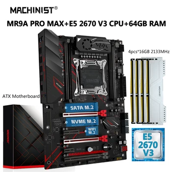 MACHINIST MR9A PRO MAX X99 дънна Платка Combo Xeon Kit LGA 2011-3 E5 2670 V3 Процесор 4 *16G DDR4 ECC 2133 Mhz Оперативна памет NVME M. 2 Четырехканальный - Изображение 1  