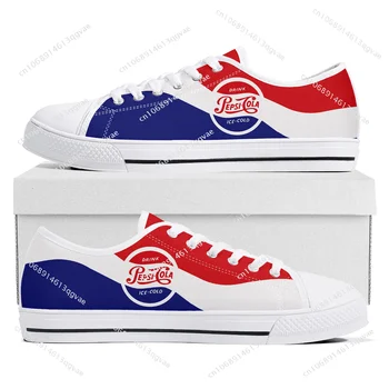 P-Pepsi-Cola Висококачествени маратонки с ниска берцем Мъжки и Женски За тийнейджъри, ушити по поръчка, парусиновые обувки, ежедневни обувки за двойки бял цвят - Изображение 2  