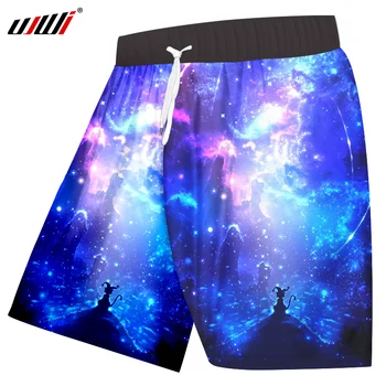 Ежедневни панталони UJWI Blue Galaxy Space Star, мъжки връхни облекла в стил хип-хоп, Свободни панталони за фитнес, летни шорти 2020 г. с 3D принтом, 6XL - Изображение 1  