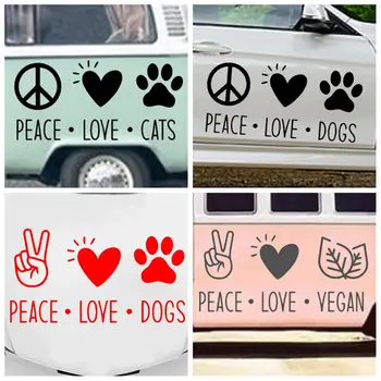 Горещи Етикети Peace Love Cats На Странично огледало за обратно виждане на Автомобила, Vinyl Етикет на райета, Аксесоари за каросерията на камион - Изображение 1  