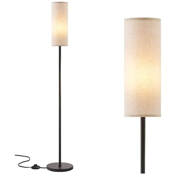 Led под лампа за четене с 3 цветови температури E27, Лампа с нажежаема жичка с мощност 12 W, под лампа с регулируема яркост с полотняным абажуром - Изображение 1  