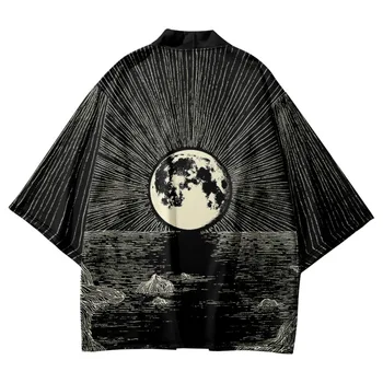 Традиционен жилетка, кимона Хаори, Хавайска риза с шарките на азиатската дрехи, Дамски Мъжки Японската Плажната Юката Оверсайз 6XL - Изображение 1  
