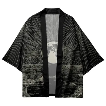 Традиционен жилетка, кимона Хаори, Хавайска риза с шарките на азиатската дрехи, Дамски Мъжки Японската Плажната Юката Оверсайз 6XL - Изображение 2  