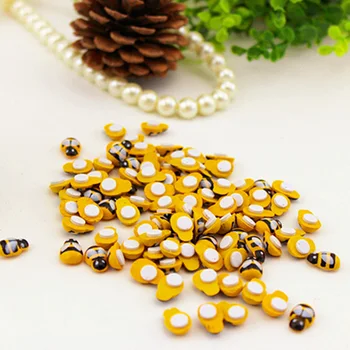 100шт Мини-пчела със собствените си ръце Дървени декоративни изделия Сладък 3D за scrapbooking Гладка колекция Стенен хладилник ярки цветове - Изображение 2  