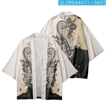 Лятното модно Свободното си кимоно с флорални принтом Кашу, градинска дрехи, жилетка, халат за баня, японски топ Хаори, Юката - Изображение 1  