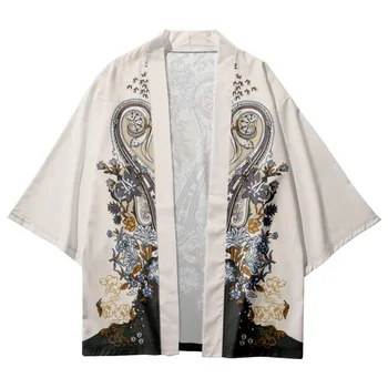 Лятното модно Свободното си кимоно с флорални принтом Кашу, градинска дрехи, жилетка, халат за баня, японски топ Хаори, Юката - Изображение 2  