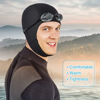 Качулка неопрен, шапка за гмуркане с джапанки за брадичката, шапка, за да сърфирате 2,5 мм за мъже и жени, ветроходство, водни спортове - Изображение 2  