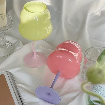 Творчески вити чаши за коктейли с цвят на червено вино, кристални чаши за вино с 16 унции за партита, срещи и housewarming - Изображение 1  