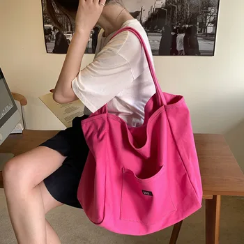 Холщовая чанта, благородна множество пазарска чанта, дамски проста ежедневна чанта за ежедневно използване, дамски преносима сгъваема чанта - Изображение 1  