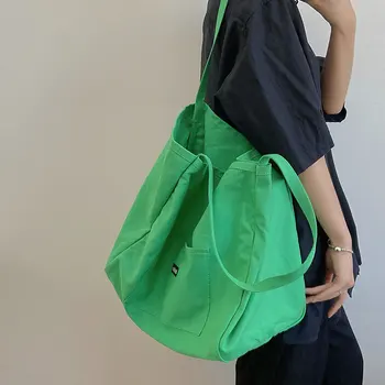 Холщовая чанта, благородна множество пазарска чанта, дамски проста ежедневна чанта за ежедневно използване, дамски преносима сгъваема чанта - Изображение 2  