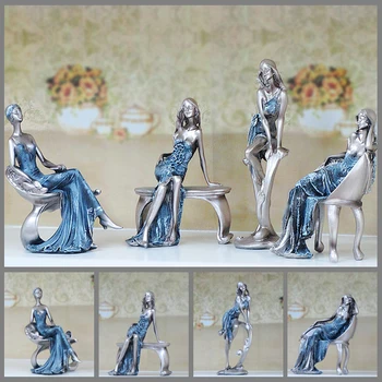 Скандинавска красива фигурка на момиче Украса от статуи на декор за хола статуетка на момиче от смола с ръчно изработени сватбен подарък Декорация на дома - Изображение 1  