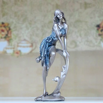 Скандинавска красива фигурка на момиче Украса от статуи на декор за хола статуетка на момиче от смола с ръчно изработени сватбен подарък Декорация на дома - Изображение 2  